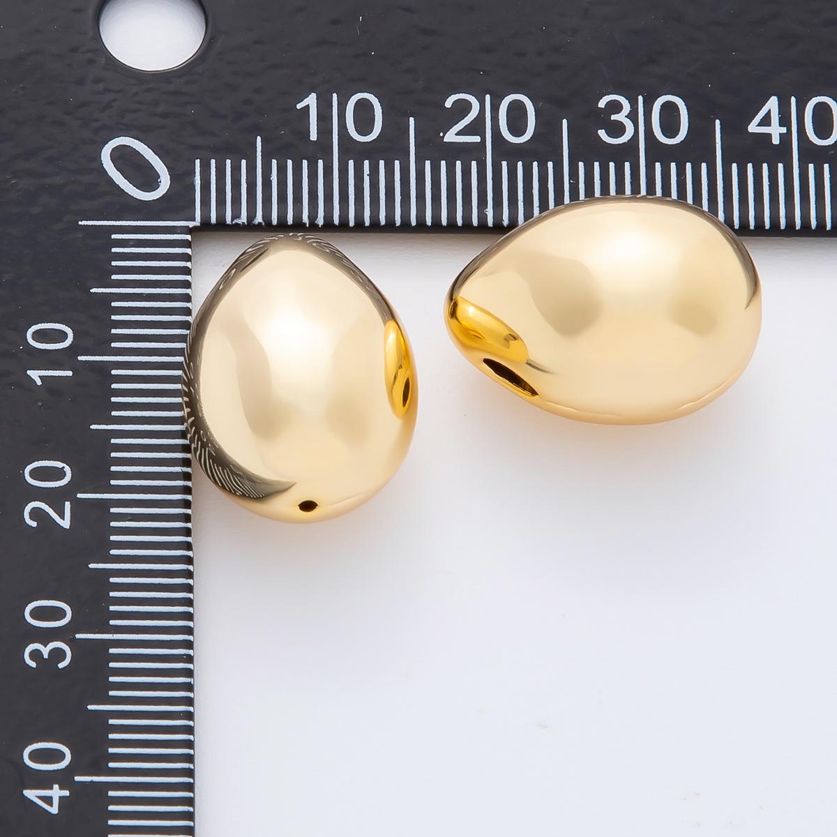 24K Gold Filled Pebble Bean Charm Slider Spacer Charm for Cord Necklace Making AF-A1048