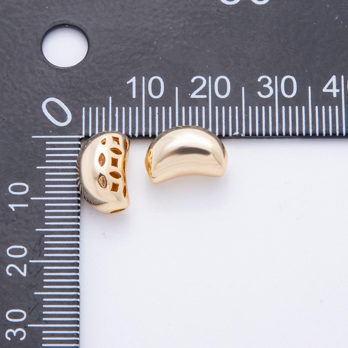 24K Gold Filled Pebble Bean Charm Slider Spacer Charm for Cord Necklace Making AF-A1048