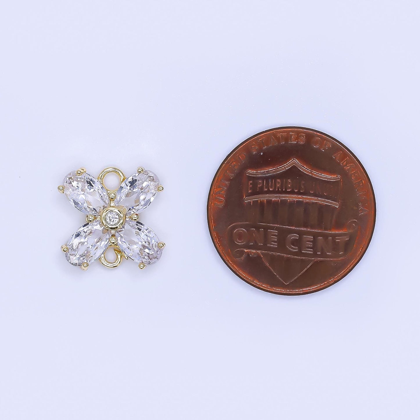 Tiny Flower Cubic Zirconia charm Connector Mini X Flower Charm Y-054