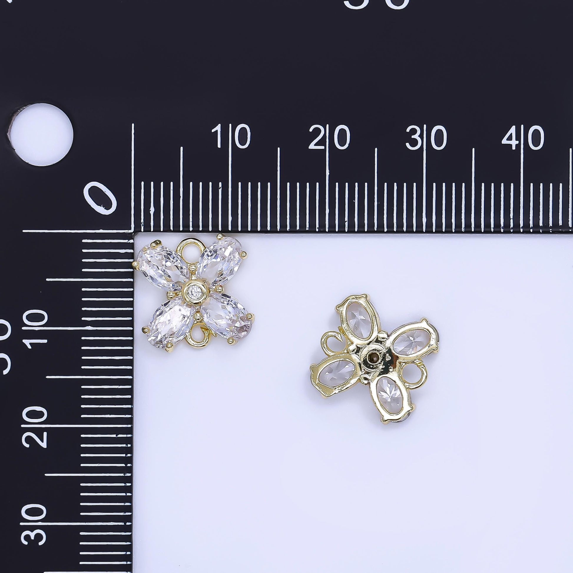 Tiny Flower Cubic Zirconia charm Connector Mini X Flower Charm Y-054