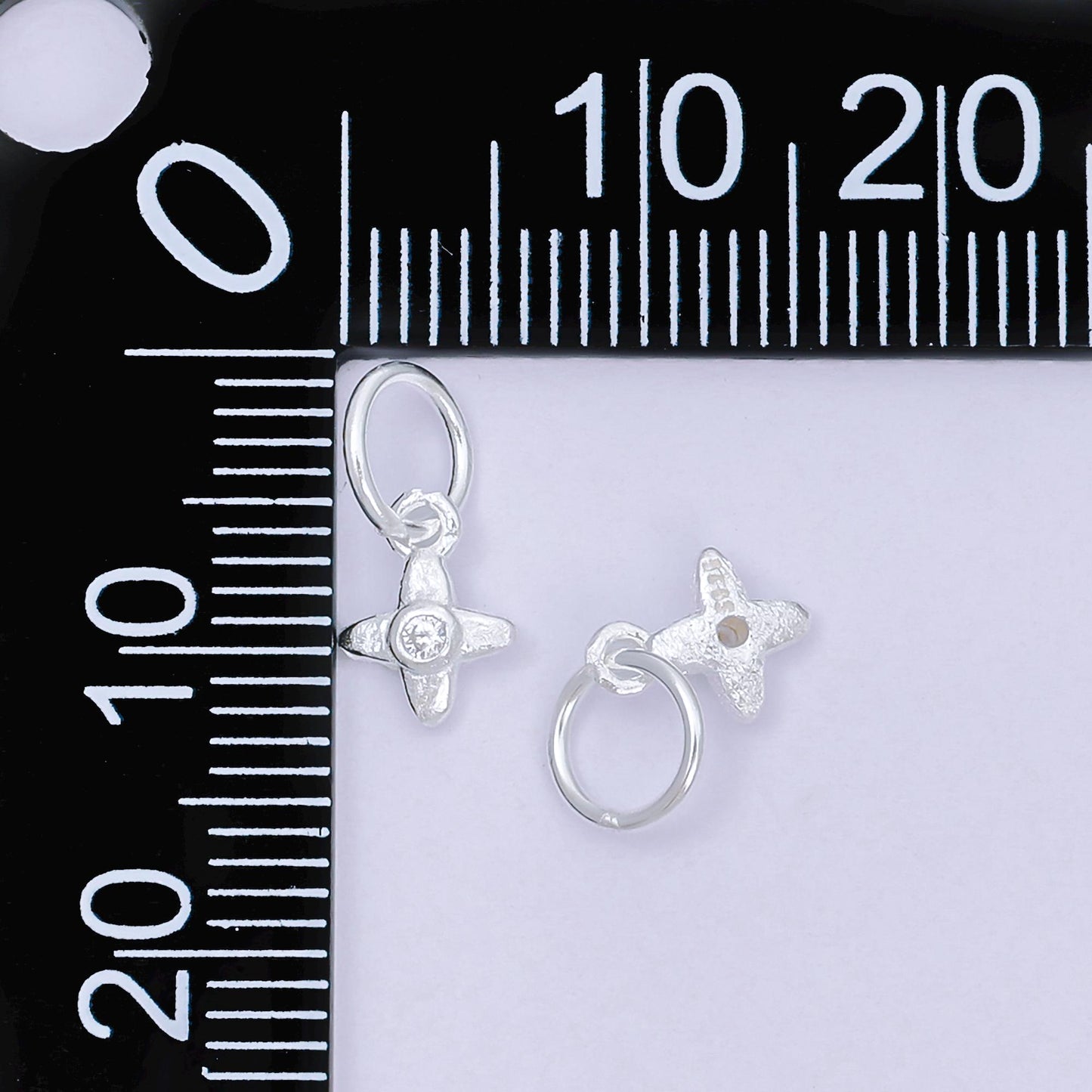 S925 Sterling Silver 10mm Micro Paved CZ Sparkle Little Star Dainty Charm | SL-679