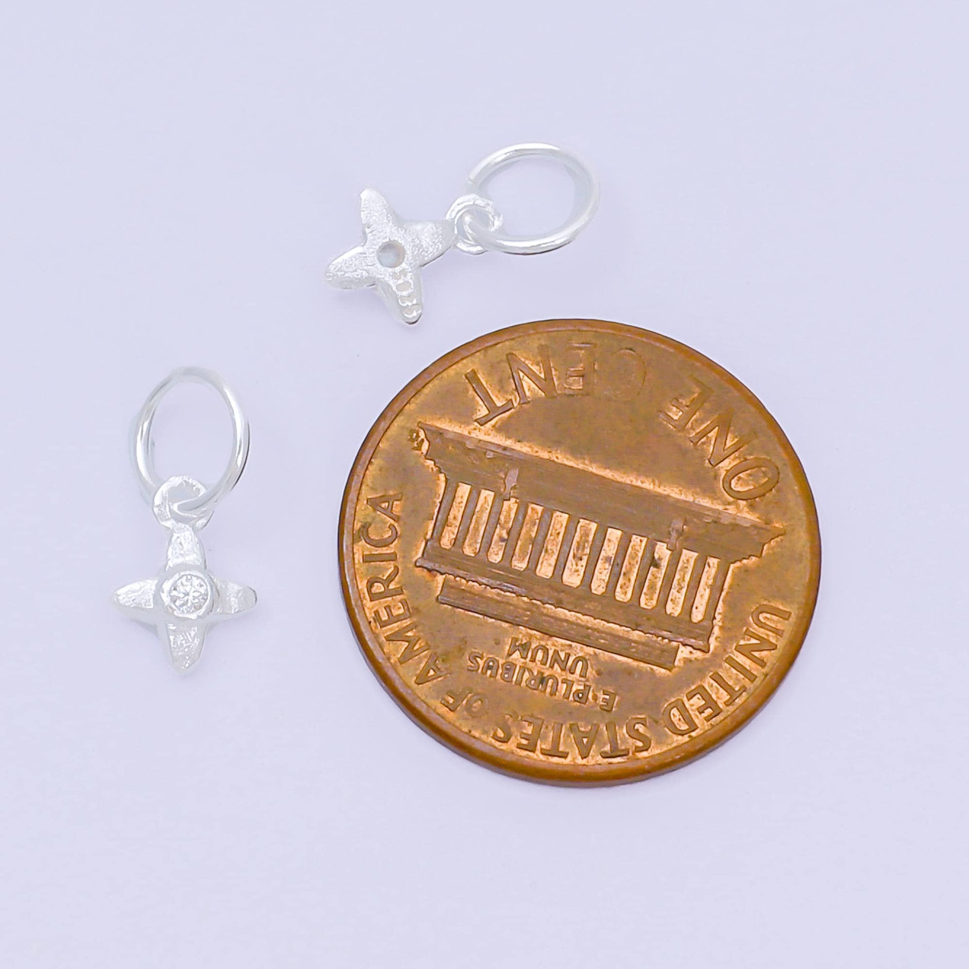 S925 Sterling Silver 10mm Micro Paved CZ Sparkle Little Star Dainty Charm | SL-679