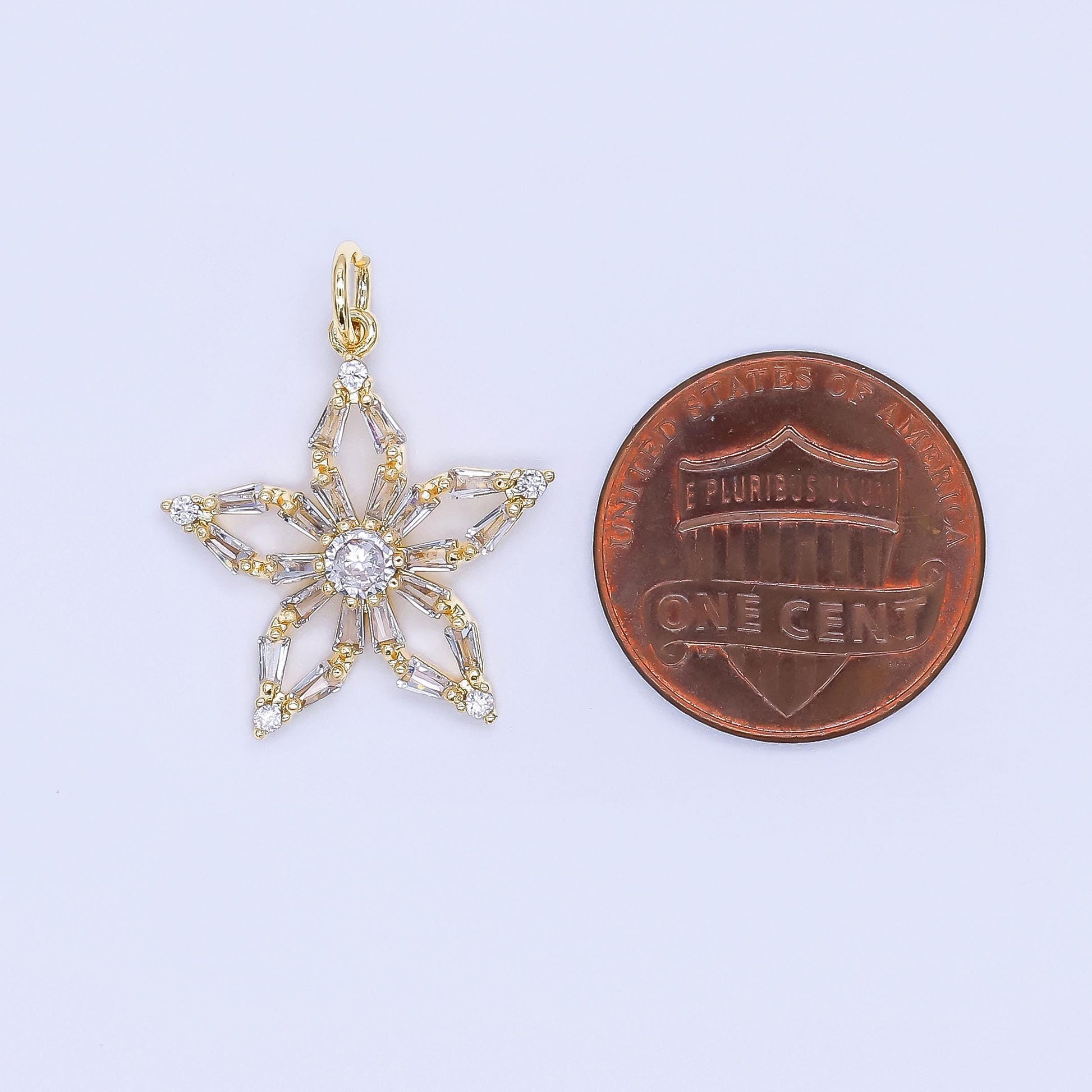 Tiny Star Cubic Zirconia charm Mini Celestial Christmas Winter Charm AJ-509