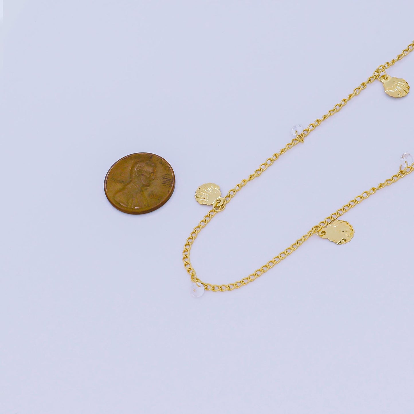 24K Gold Filled 2mm Round CZ Seashell Classic Curb Chain by Yard | ROLL-1673