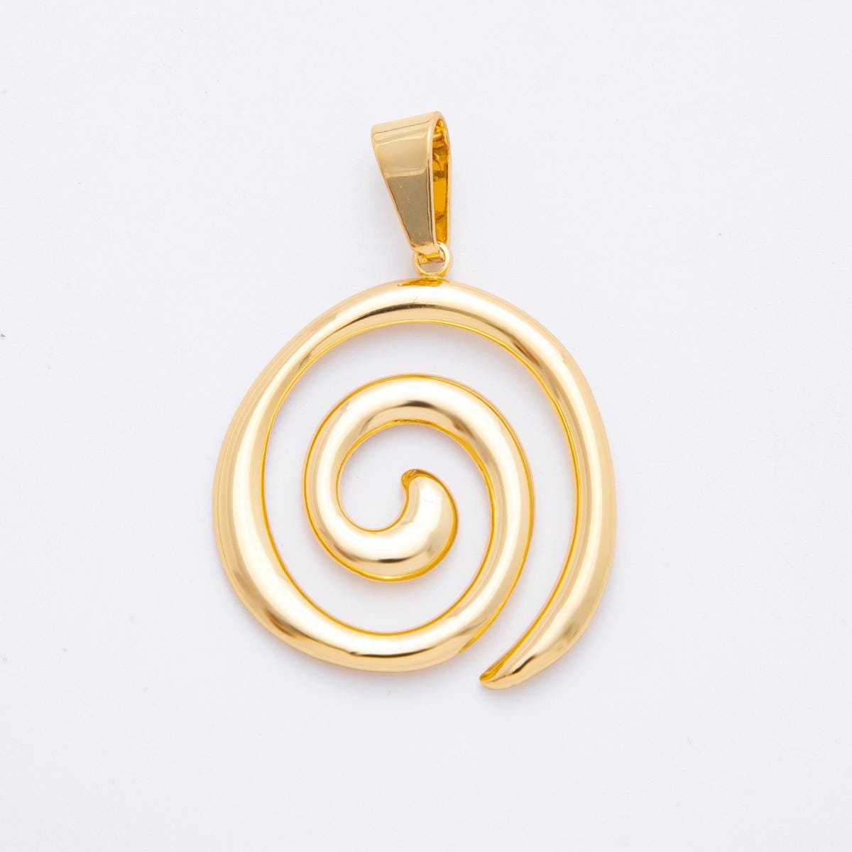 Big Gold Spiral Charm Modern Bohemian Round Swirl Charm Boho Chic Jewelry Minimalist charm for Jewelry Making Supply AF-1119