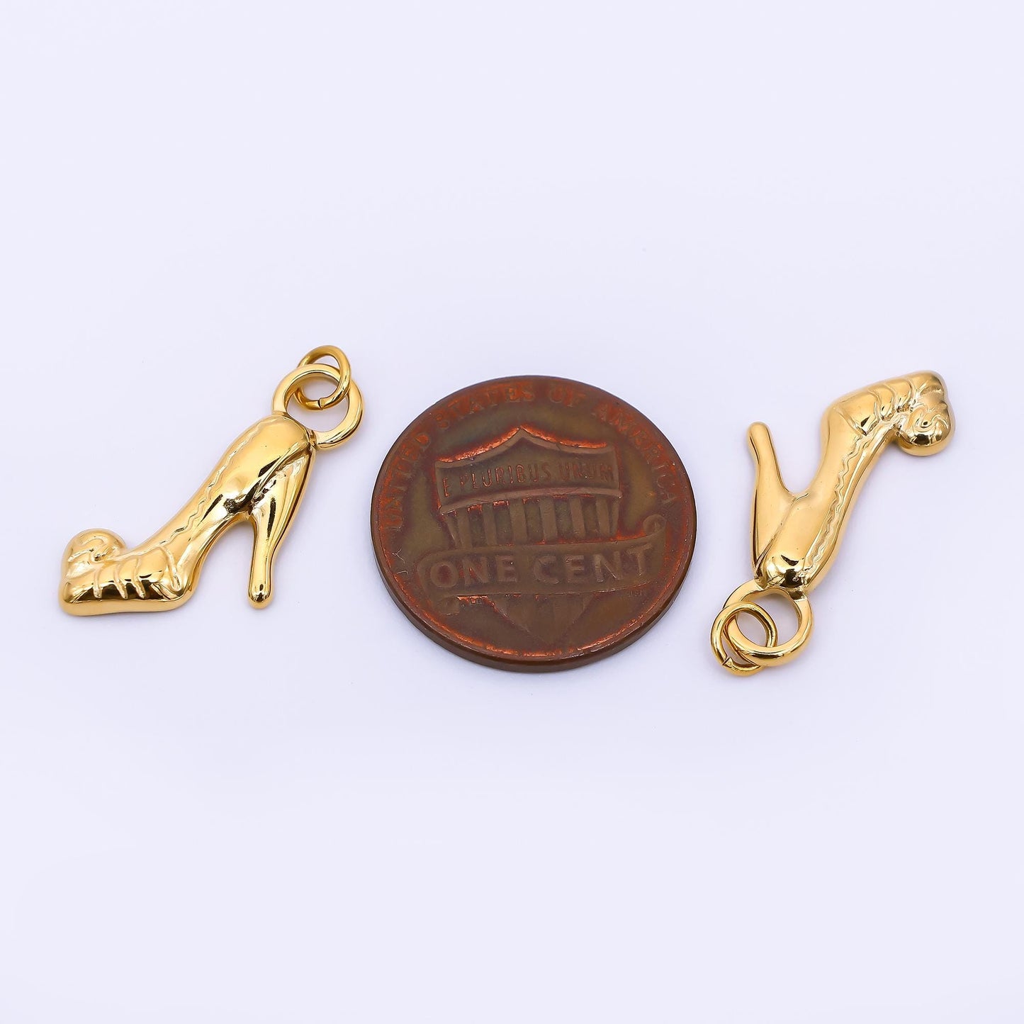 PVD Gold Stainless Steel Shoe Charm High Heel Shoe pendant | J-321