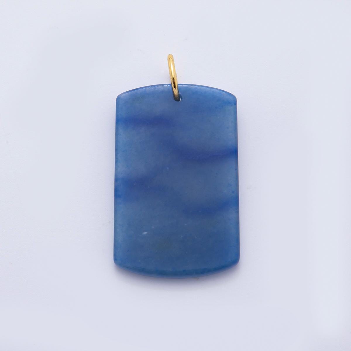 Natural Gemstone Military Tag Pendant Stone Charm for Necklace Bracelet Jewelry Making Supply 18k Gold Filled Charm AH-932