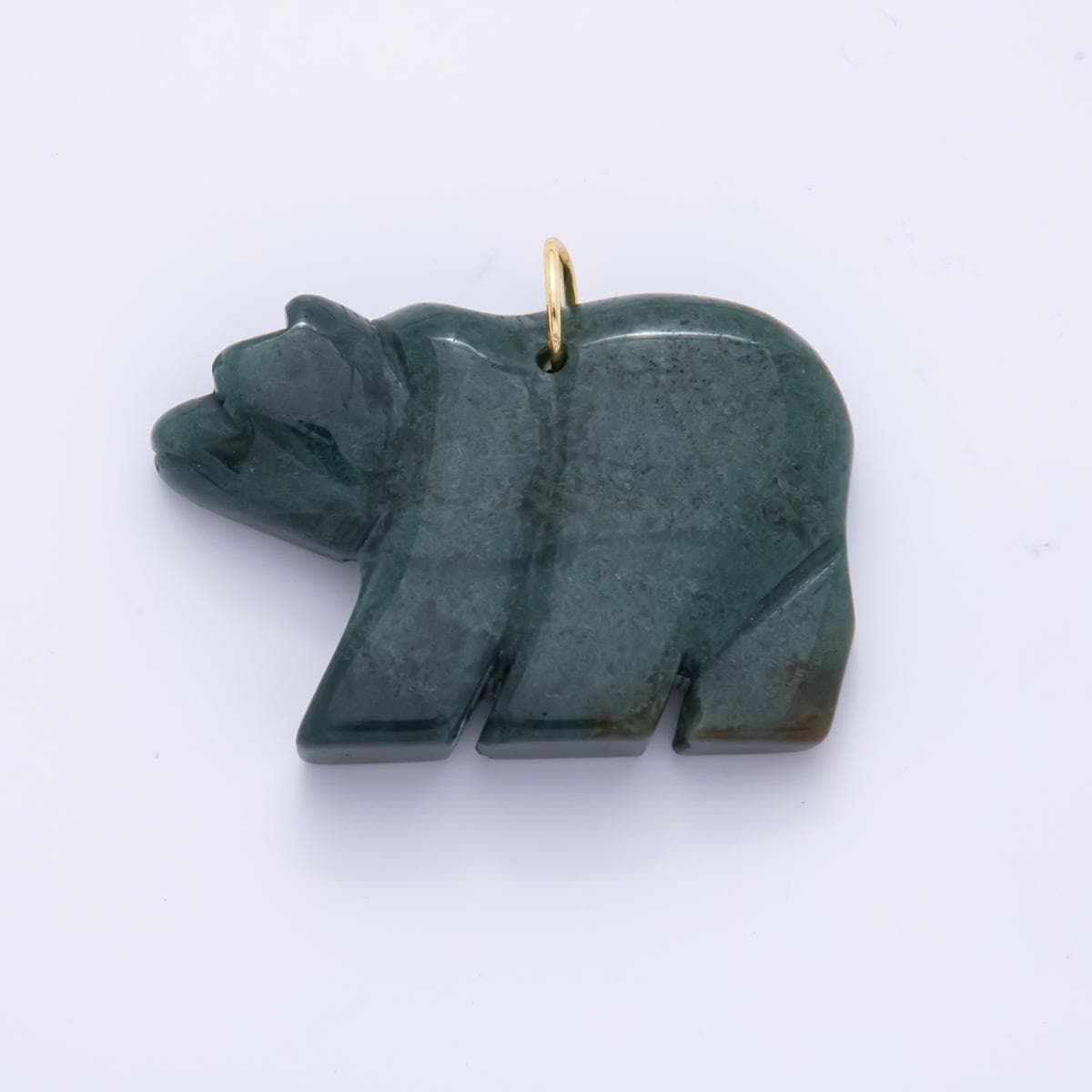 Polar Bear Gemstone Pendant Natural Stone Winter Animal Charm for Jewelry Making Supply 18k Gold Filled Charm Cord Scarf Necklace AH-930