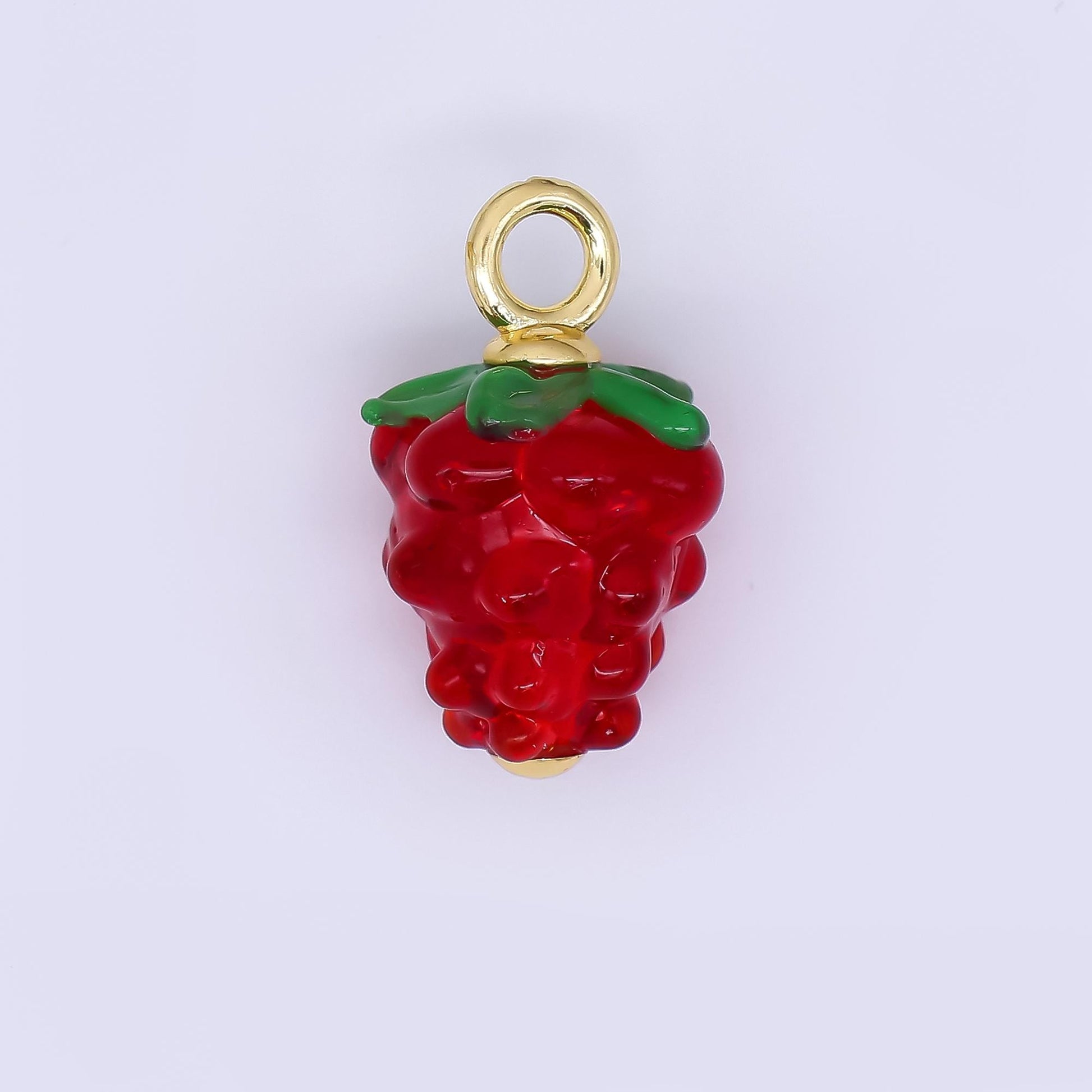 24K Gold Filled 23mm Glass Art Fresh Grape Fruit Charm | AH-622 AH-623