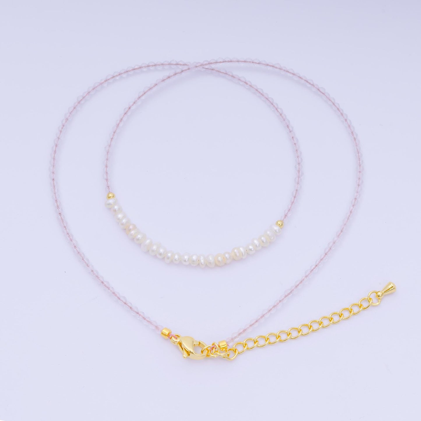 24K Gold Filled Freshwater Pearl Colorful Gemstone Bead Necklace 16.92 Inch with Extender | WA-3649 - WA-3657