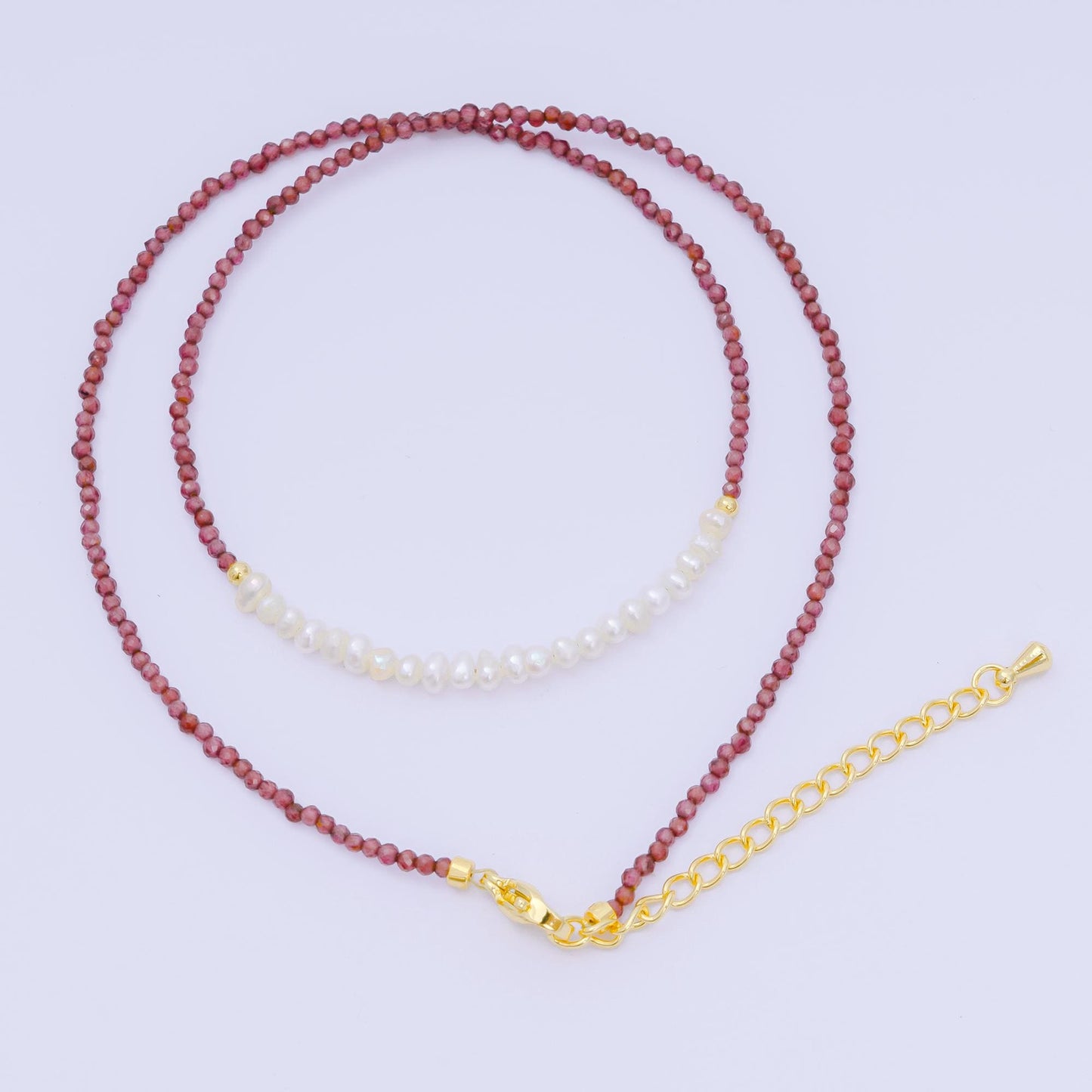 24K Gold Filled Freshwater Pearl Colorful Gemstone Bead Necklace 16.92 Inch with Extender | WA-3658 - WA-3666