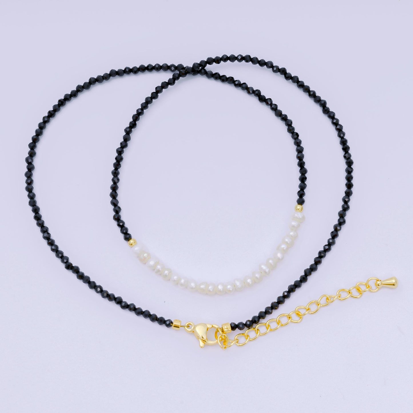 24K Gold Filled Freshwater Pearl Colorful Gemstone Bead Necklace 16.92 Inch with Extender | WA-3658 - WA-3666