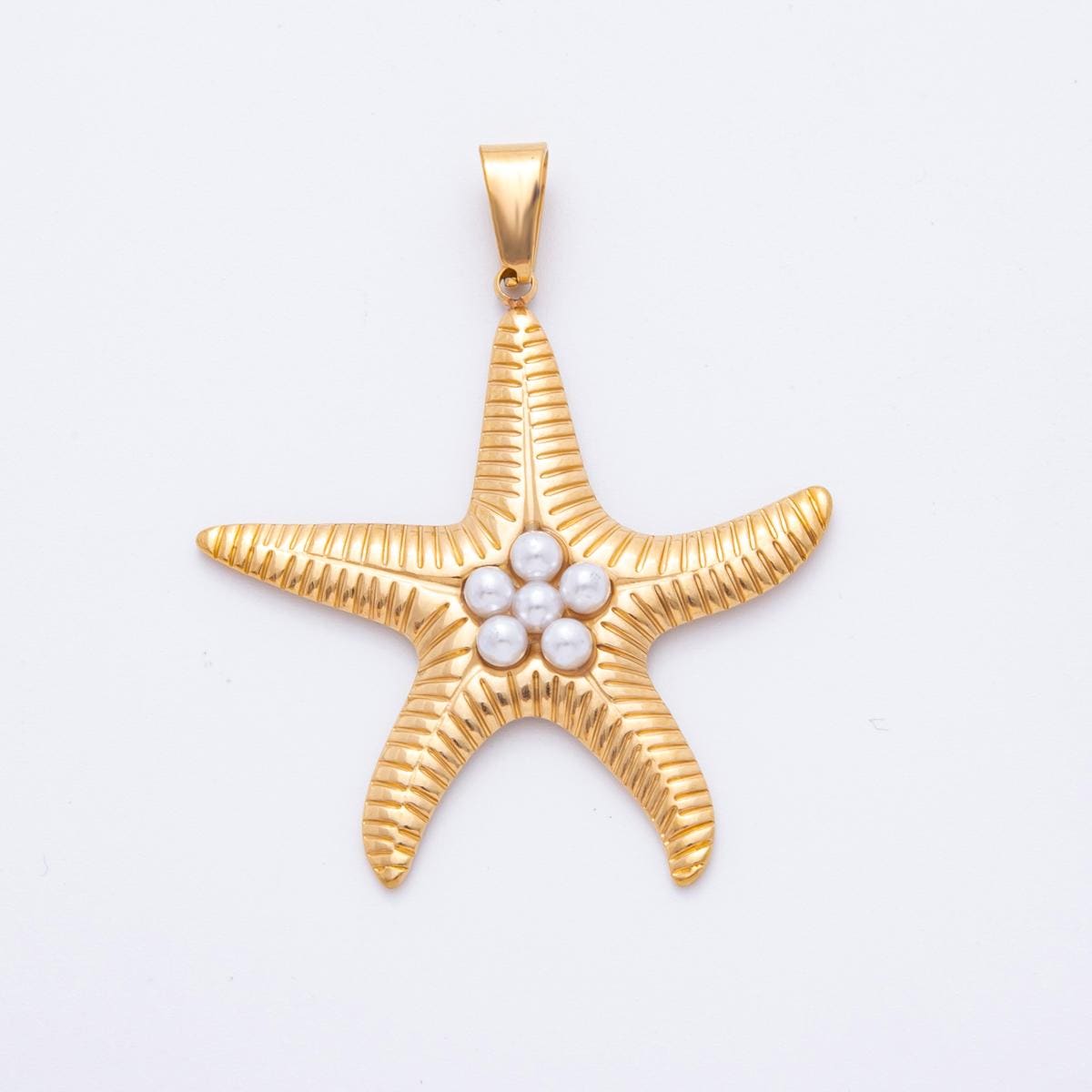 Dainty PVD Gold Stainless Steel StarFish Pendant Gold Beach Charm Bracelet Necklace for DIY Jewelry Making Supply J-541