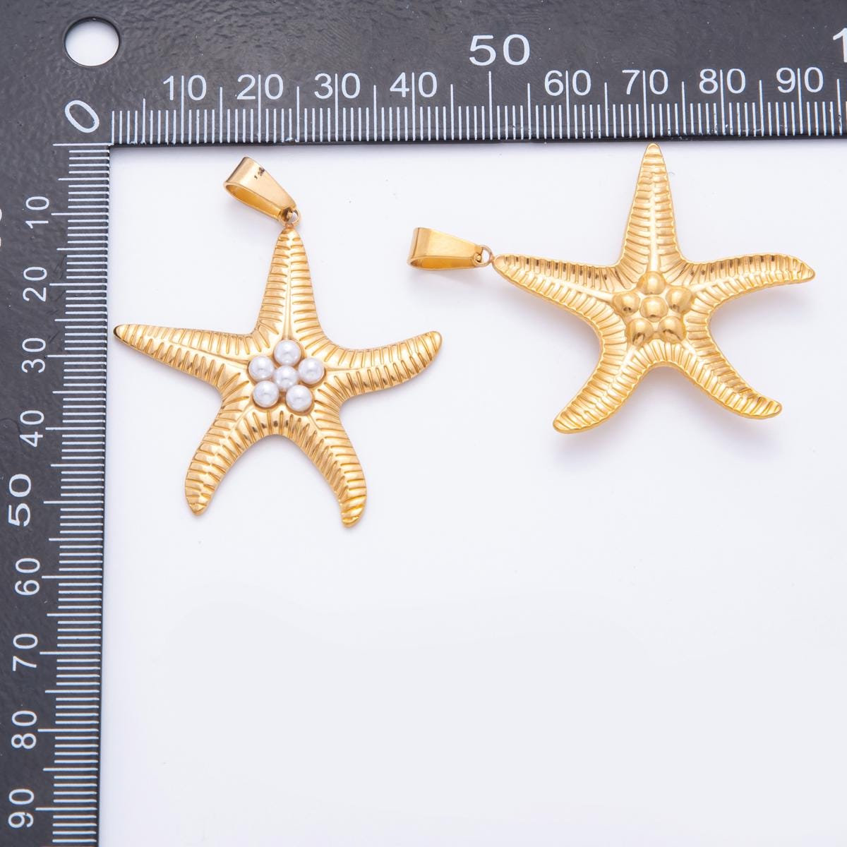 Dainty PVD Gold Stainless Steel StarFish Pendant Gold Beach Charm Bracelet Necklace for DIY Jewelry Making Supply J-541
