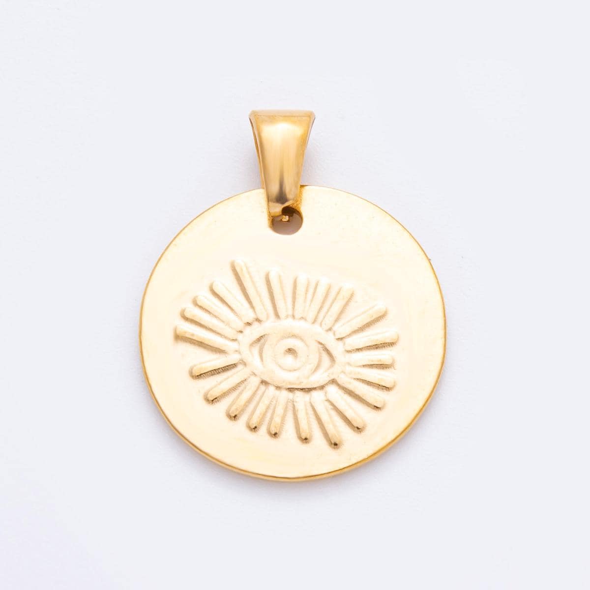 PVD Gold Stainless steel Evil Eye Charm Amulet charm in gold |J-549
