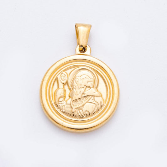 PVD Gold Saint Benedict Pendant Necklace San Benito Religious Jewelry for Men Women Catholic Christian Stainless Steel Charm J-558
