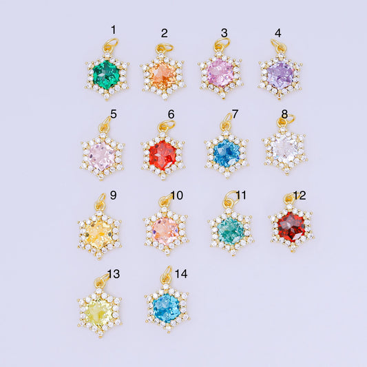24K Gold Filled 16.9mm Micro Paved & Multicolor CZ Northern Star-Shaped Birthstone Charm | AC-1575 - AC-1581