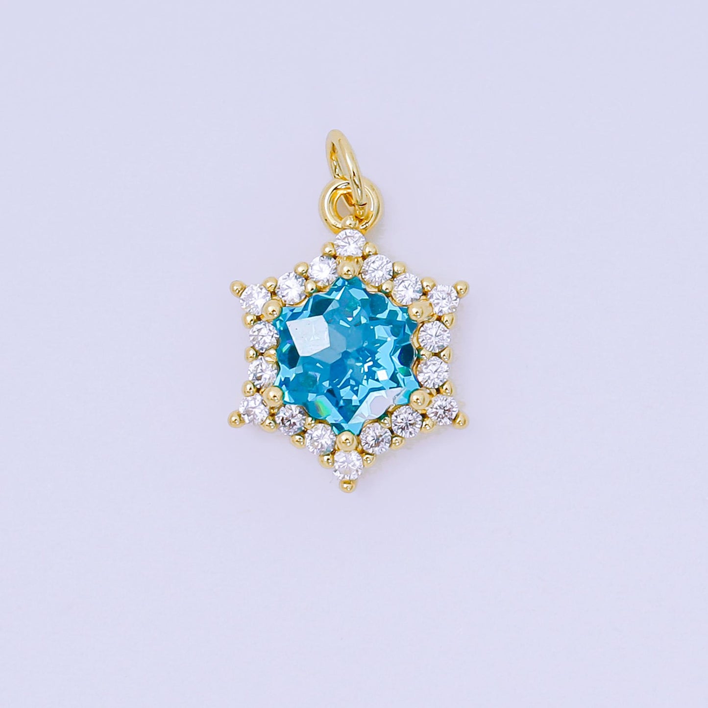 24K Gold Filled 16.9mm Micro Paved & Multicolor CZ Northern Star-Shaped Birthstone Charm | AC-1575 - AC-1581