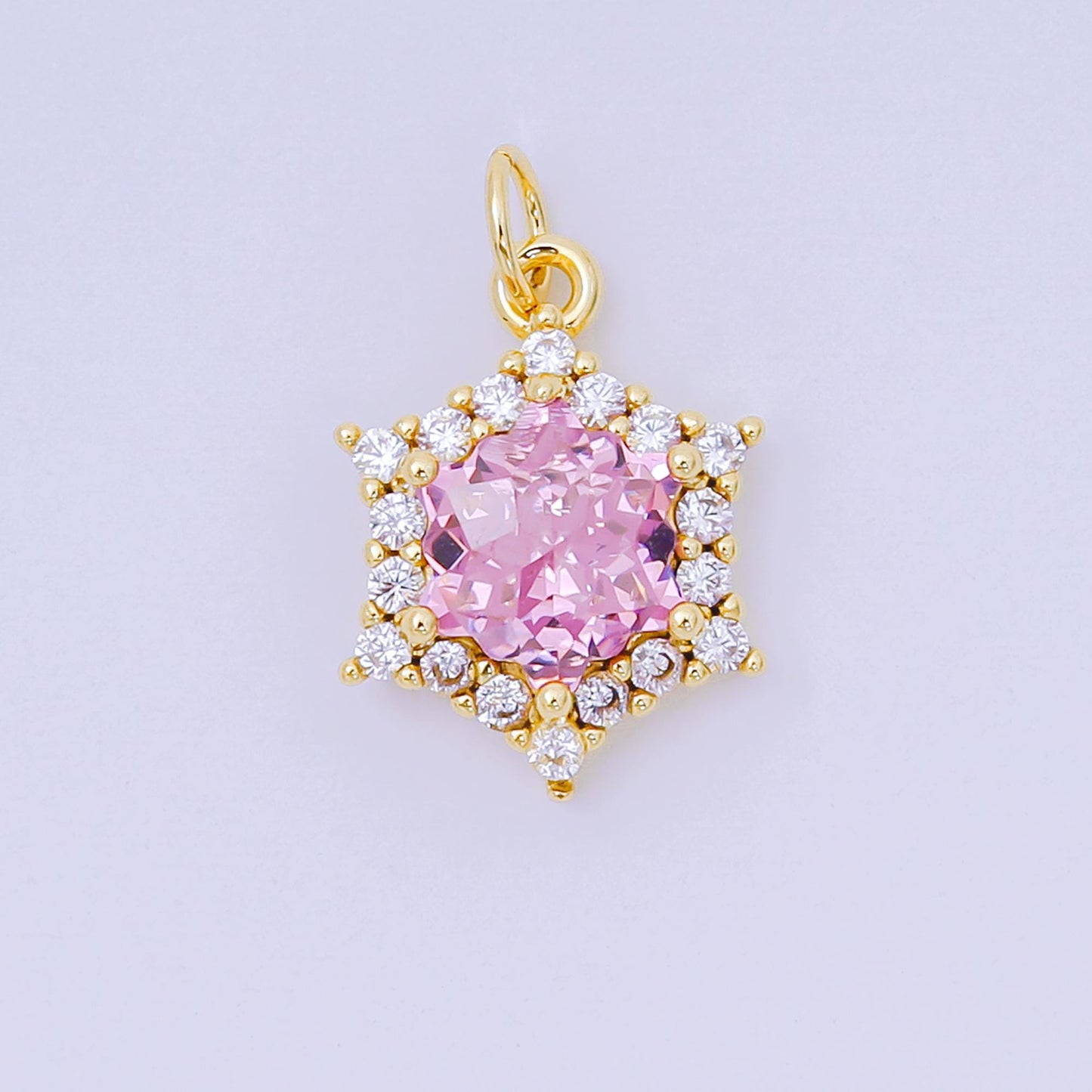 24K Gold Filled 16.9mm Micro Paved & Multicolor CZ Northern Star-Shaped Birthstone Charm | AC-1575 - AC-1581