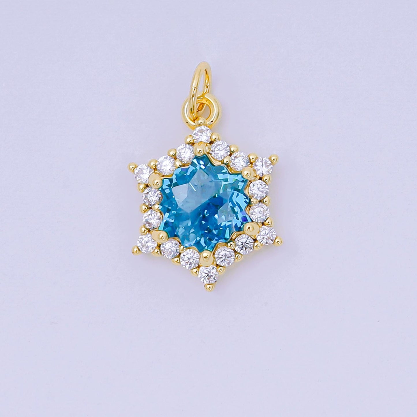 24K Gold Filled 16.9mm Micro Paved & Multicolor CZ Northern Star-Shaped Birthstone Charm | AC-1575 - AC-1581