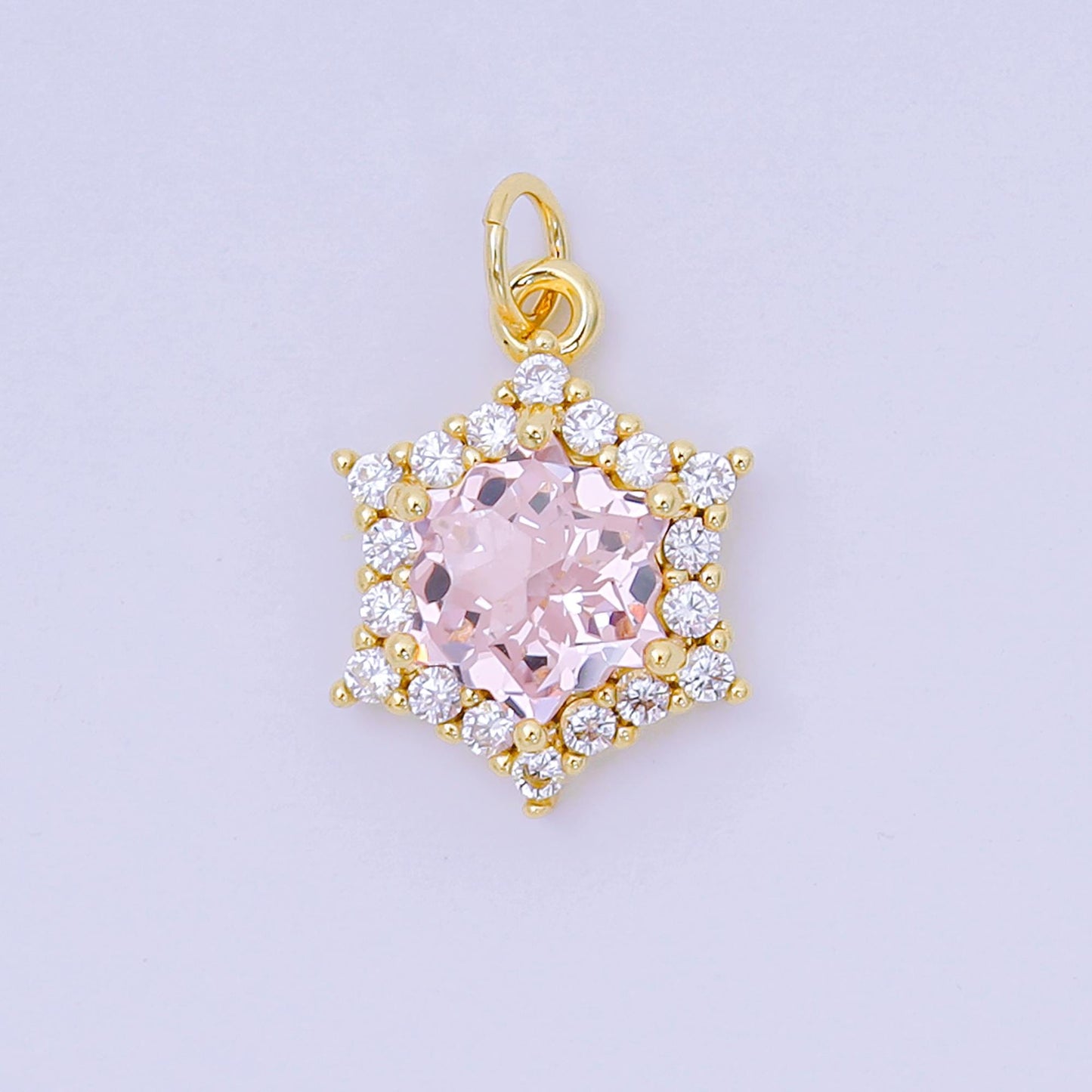 24K Gold Filled 16.9mm Micro Paved & Multicolor CZ Northern Star-Shaped Birthstone Charm | AC-1575 - AC-1581