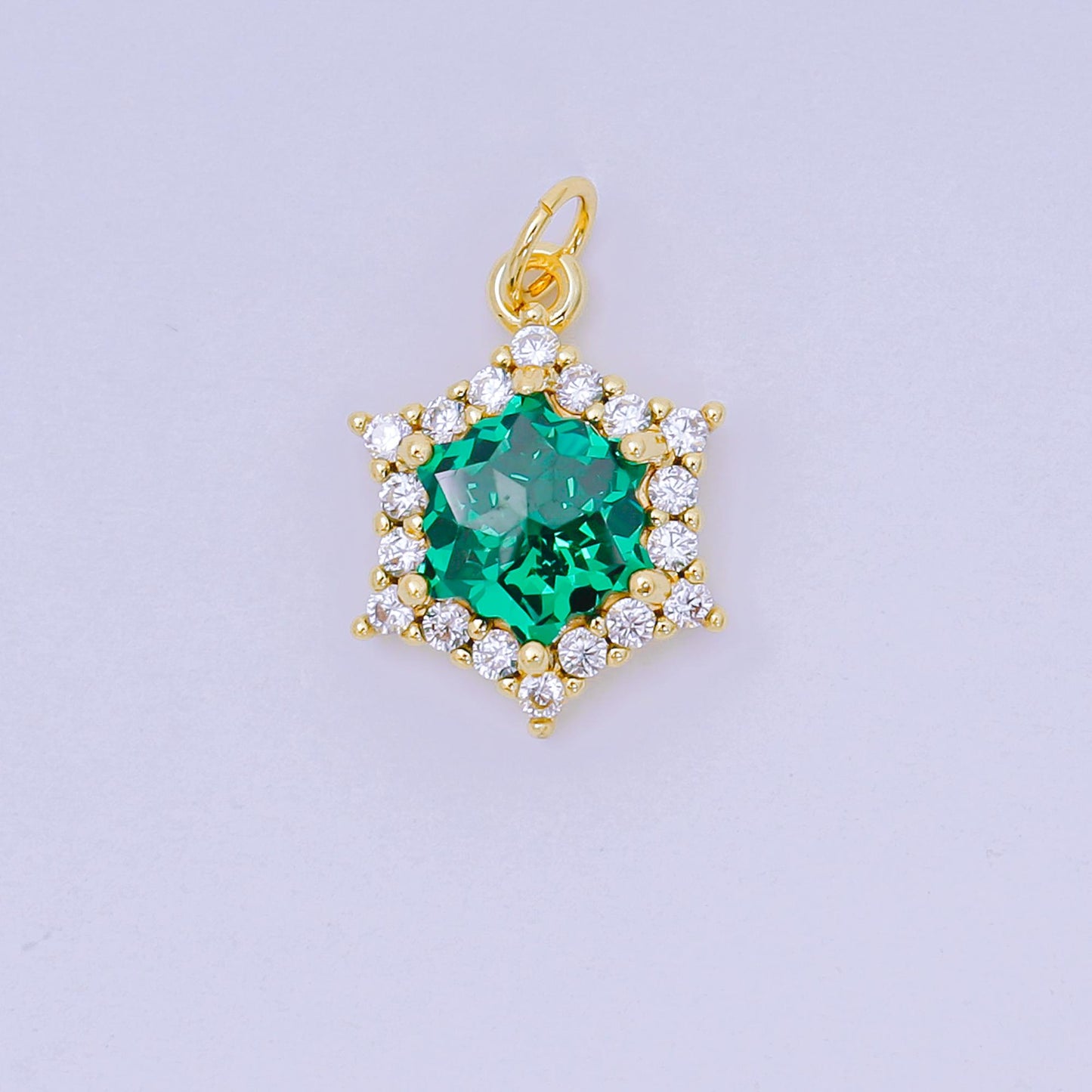 24K Gold Filled 16.9mm Micro Paved & Multicolor CZ Northern Star-Shaped Birthstone Charm | AC-1575 - AC-1581