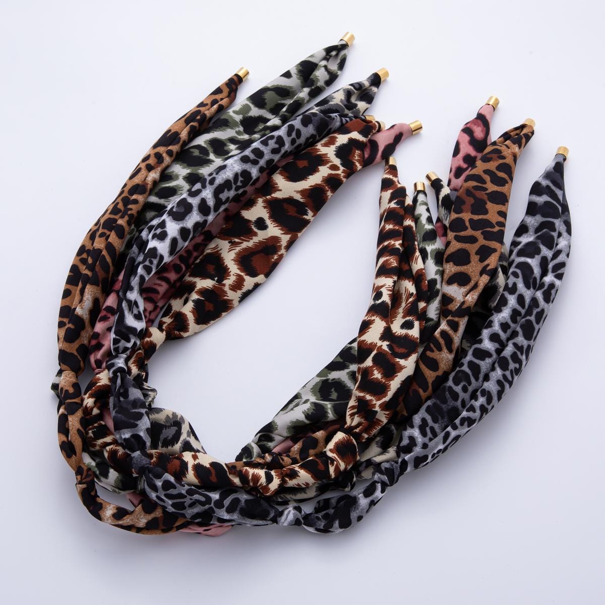 Animal Print Leopard Scarf Necklace Make your own Scarf Necklace Charm Jewelry Supply with PVD Gold Stainless Clasp WA-922