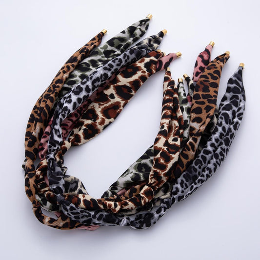 Animal Print Leopard Scarf Necklace Make your own Scarf Necklace Charm Jewelry Supply with PVD Gold Stainless Clasp WA-922