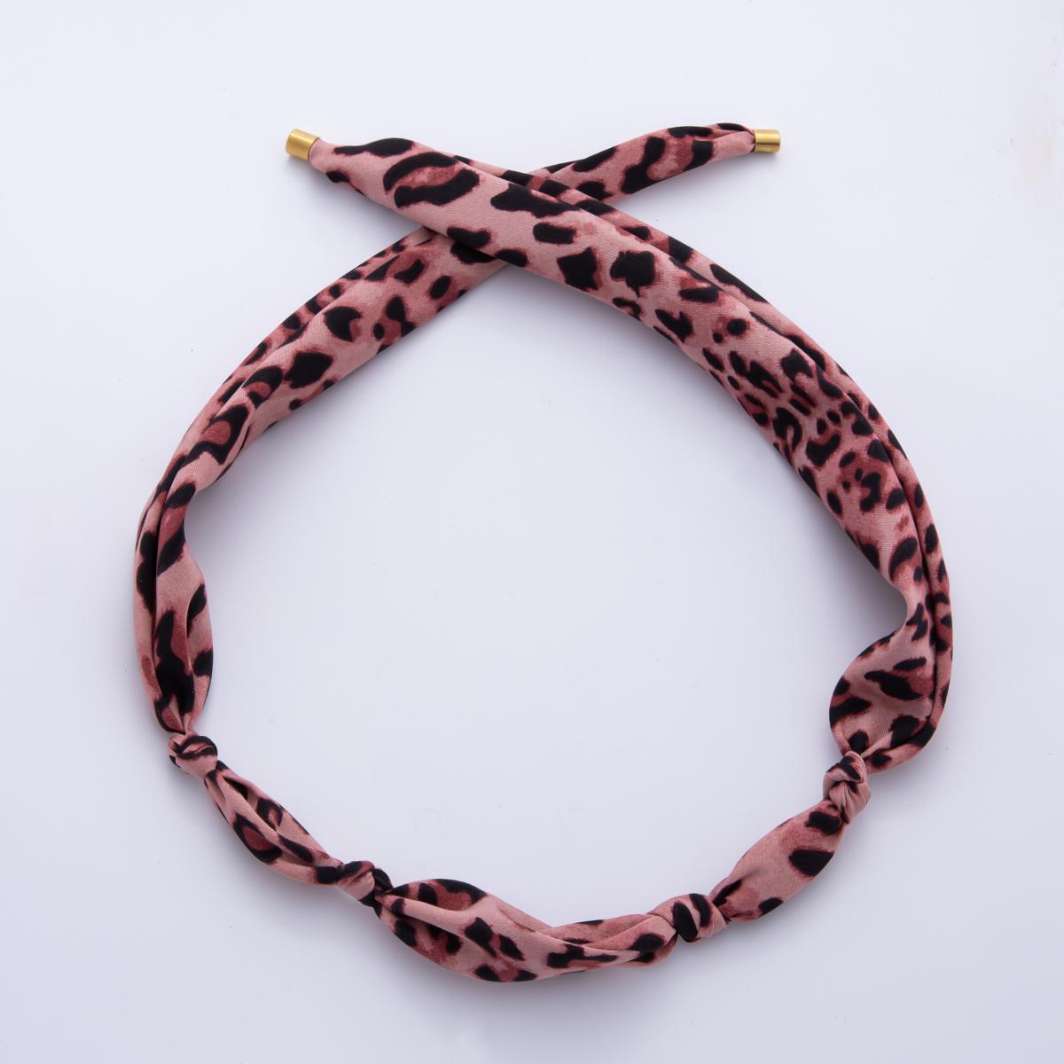 Animal Print Leopard Scarf Necklace Make your own Scarf Necklace Charm Jewelry Supply with PVD Gold Stainless Clasp WA-922