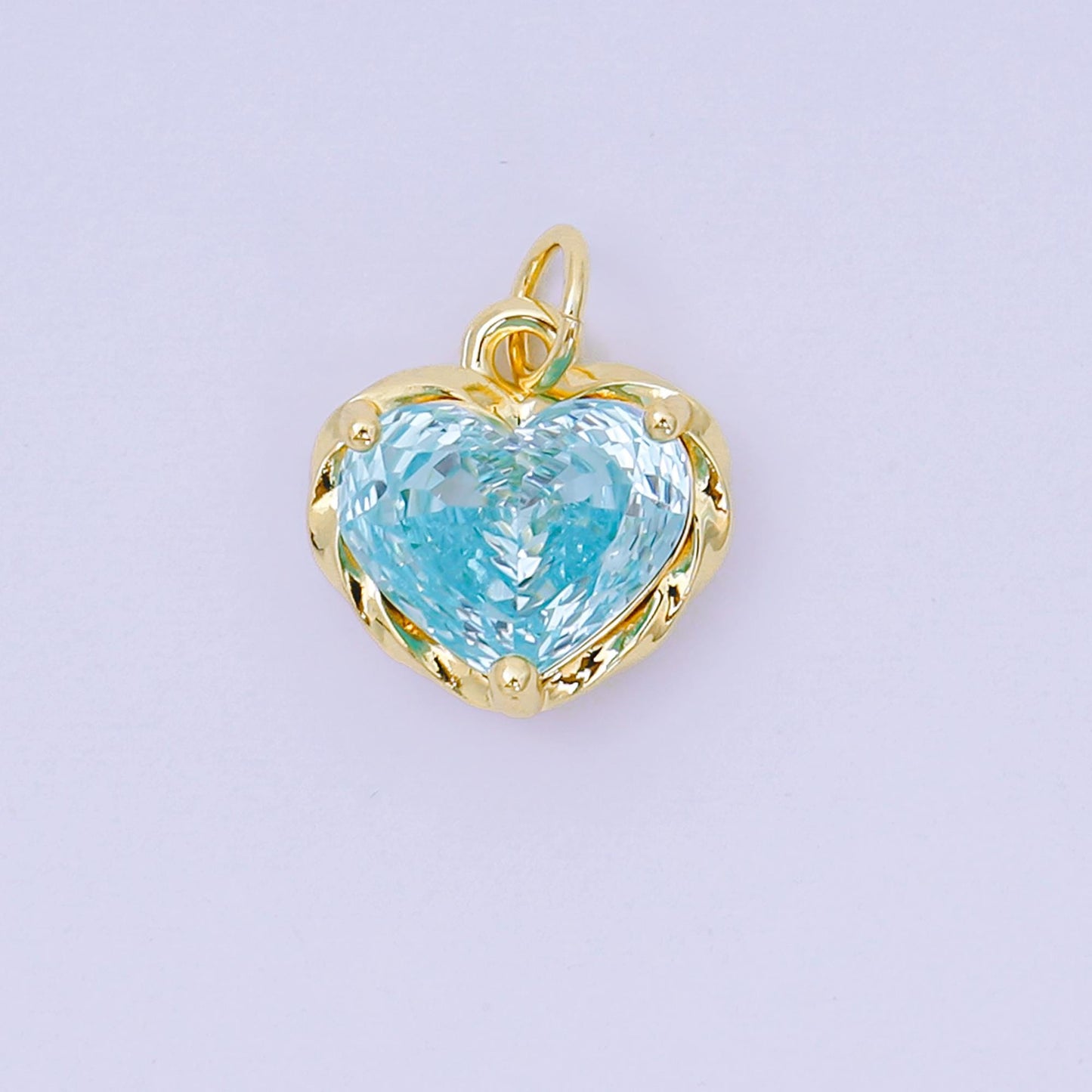 24K Gold Filled 16.9mm Heart-Shaped CZ Full of Heart Birthstone Charm | AC-1568 - AC-1574