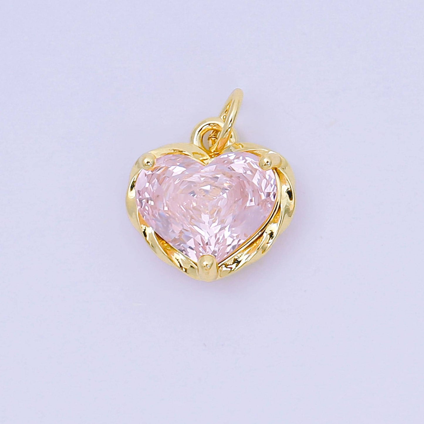 24K Gold Filled 16.9mm Heart-Shaped CZ Full of Heart Birthstone Charm | AC-1568 - AC-1574