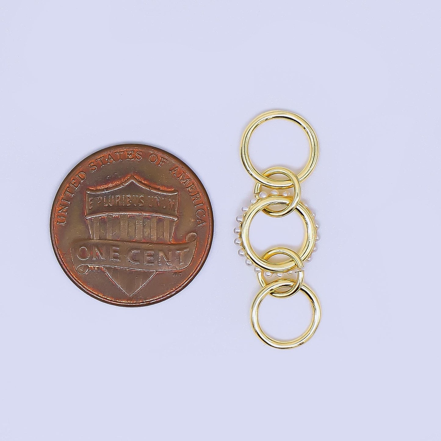 24K Gold Filled 10mm Shell Pearl Triple Interlocking Jump ring Findings | Z-1274 Z-1275