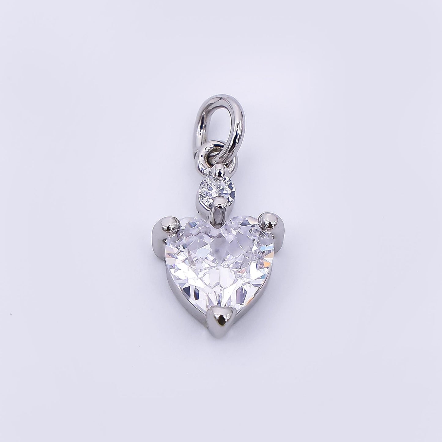 24K Gold Filled 12mm Clear CZ Heart Mini Charm in Gold & Silver | AC1599