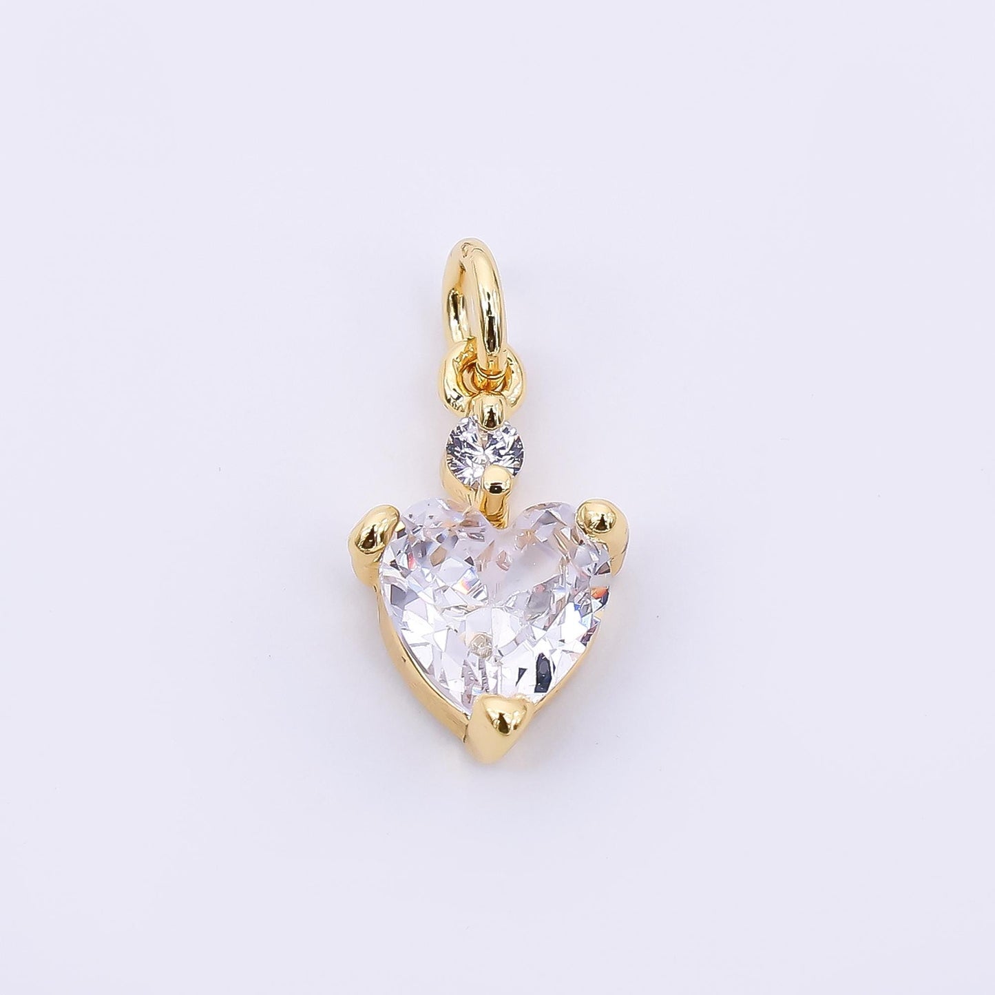 24K Gold Filled 12mm Clear CZ Heart Mini Charm in Gold & Silver | AC1599