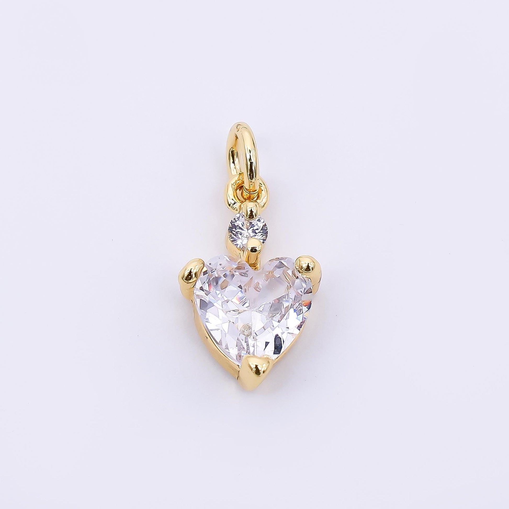 24K Gold Filled 12mm Clear CZ Heart Mini Charm in Gold & Silver | AC1599