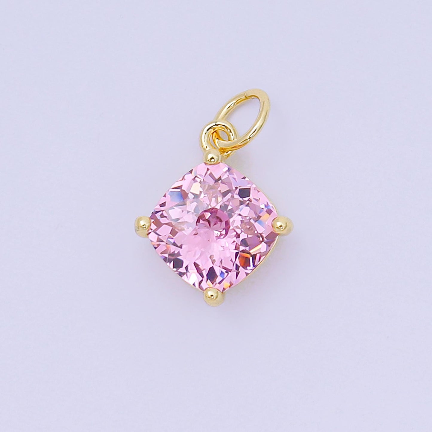 24K Gold Filled 13mm Rhombus Multicolor Birthstone CZ Charm in Gold | AC-1561 - AC-1567