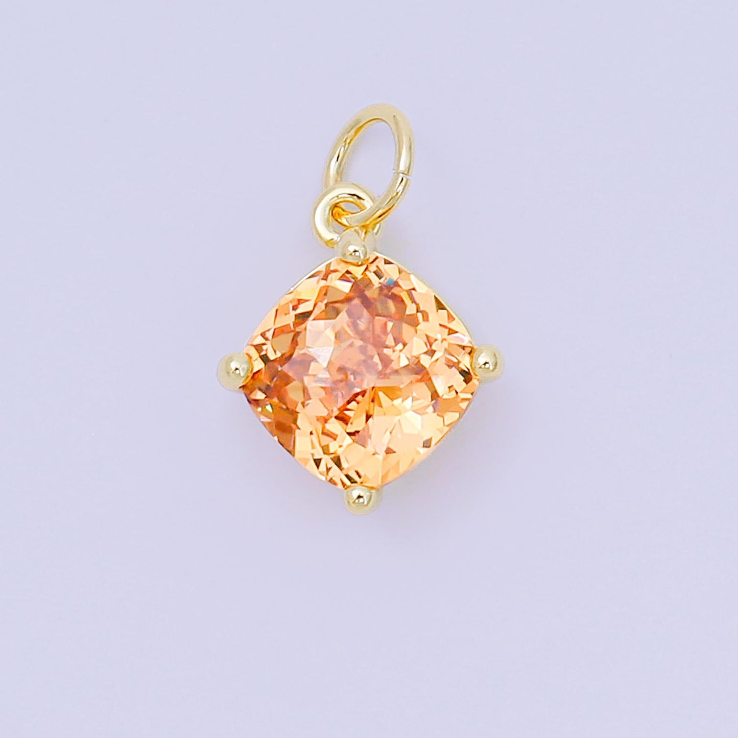 24K Gold Filled 13mm Rhombus Multicolor Birthstone CZ Charm in Gold | AC-1561 - AC-1567