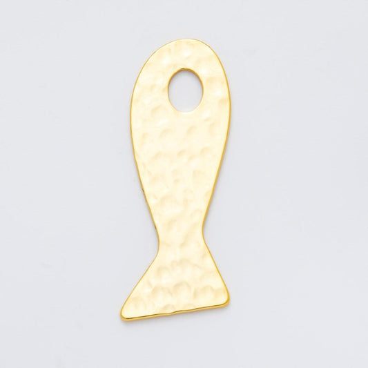 Long Flat Baby Fish Pendant for Cord Necklace Fish Charm Under the Sea Ocean Life 18k Gold Filled Jewelry Supply N-1251