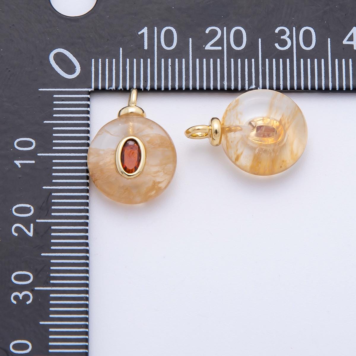 18K Gold Filled Natural Stone Pendant Mix Shape Gemstone Charm Bracelet Necklace for DIY Jewelry Making Supply Birthstone Jewelry AF-1316