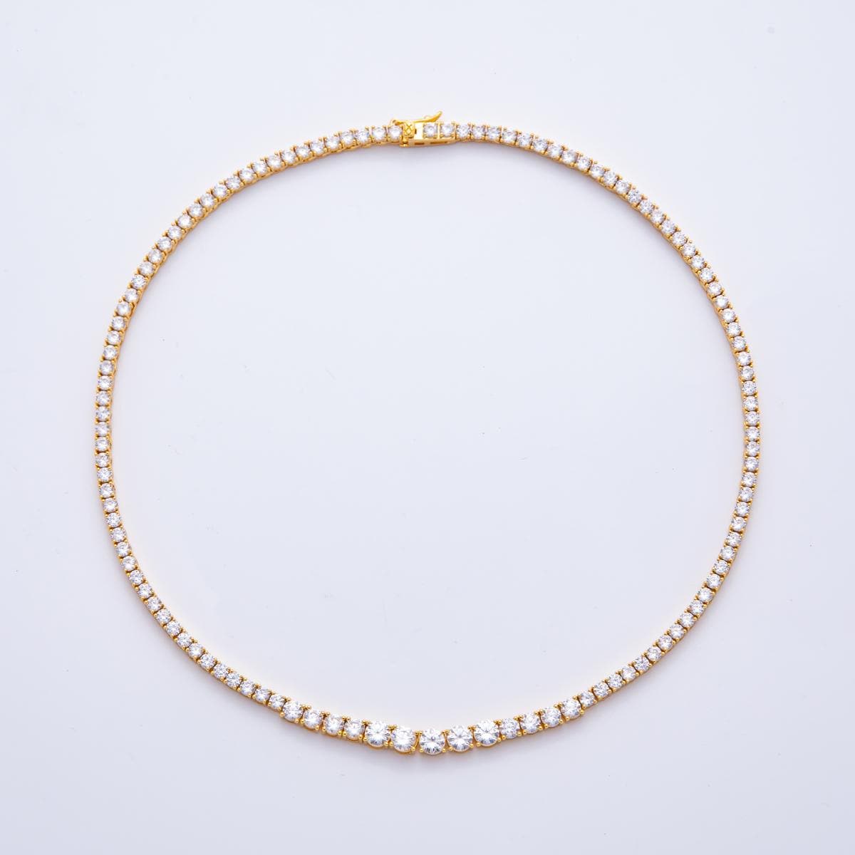 Dainty Unique Classic Tennis Necklace Gold 16.5 inch Layer Necklace Simulated Diamond CZ Necklace wa-3269