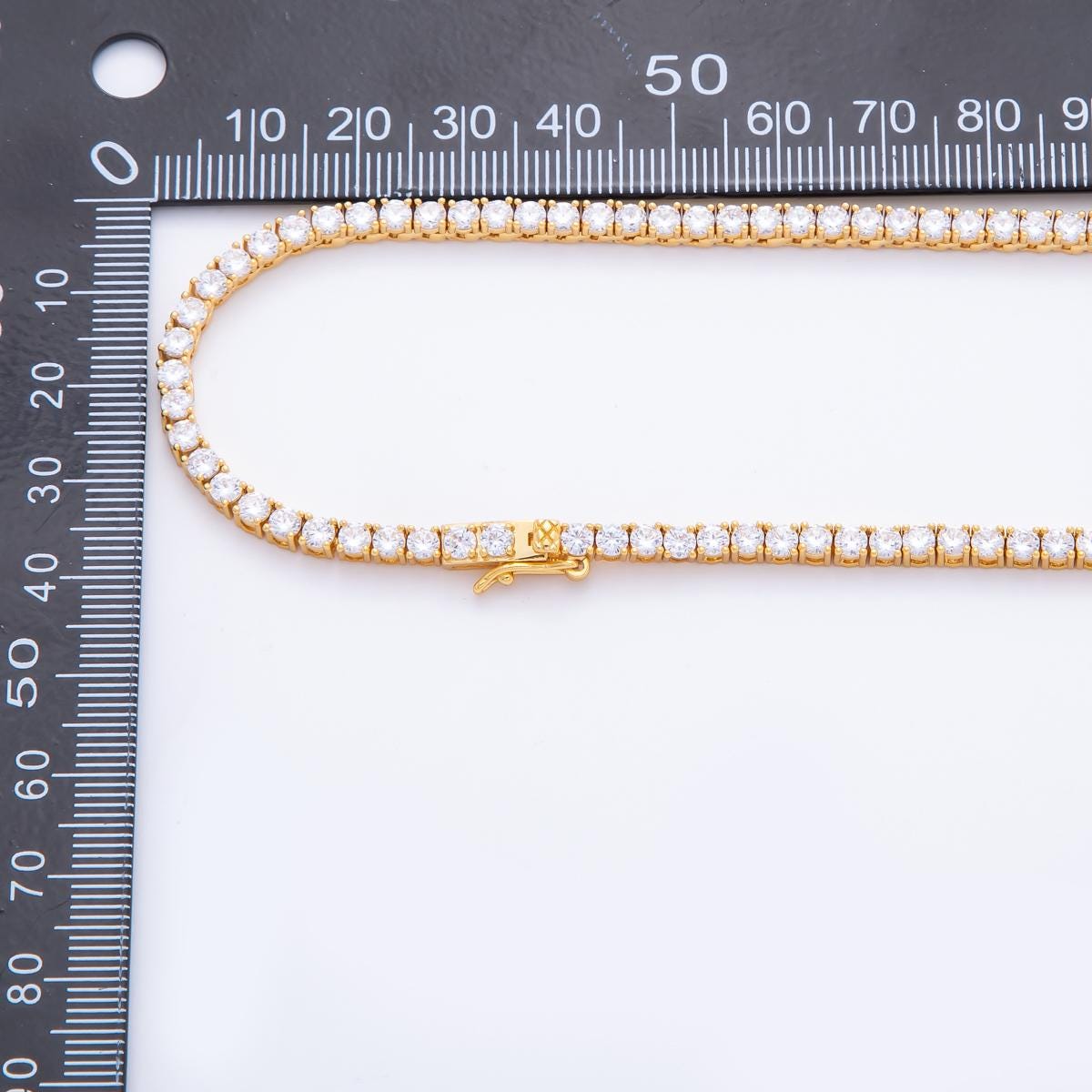 Dainty Unique Classic Tennis Necklace Gold 16.5 inch Layer Necklace Simulated Diamond CZ Necklace wa-3269