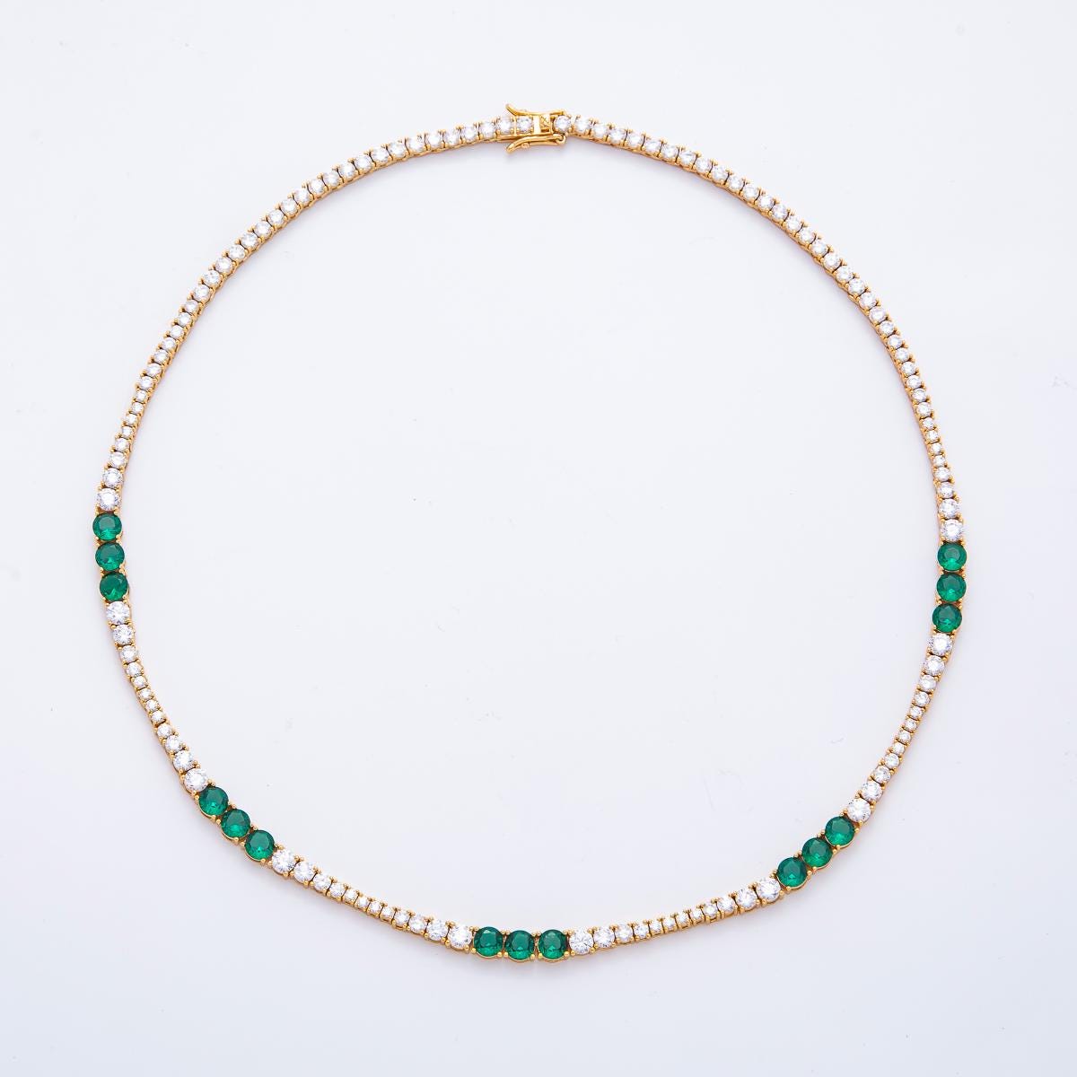 Green Clear Tennis Necklace Cubic Zirconia Tennis Necklace in 18k Gold Filled for Layering Necklace Party Christmas Gift Idea WA-3270