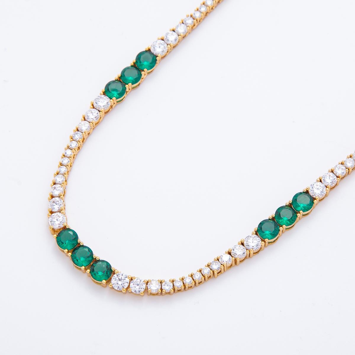 Green Clear Tennis Necklace Cubic Zirconia Tennis Necklace in 18k Gold Filled for Layering Necklace Party Christmas Gift Idea WA-3270