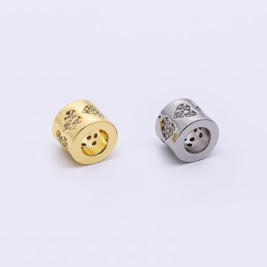 24K Gold Filled Micro Paved CZ Lover-Loop with Large Hole Bead Spacer | B-071