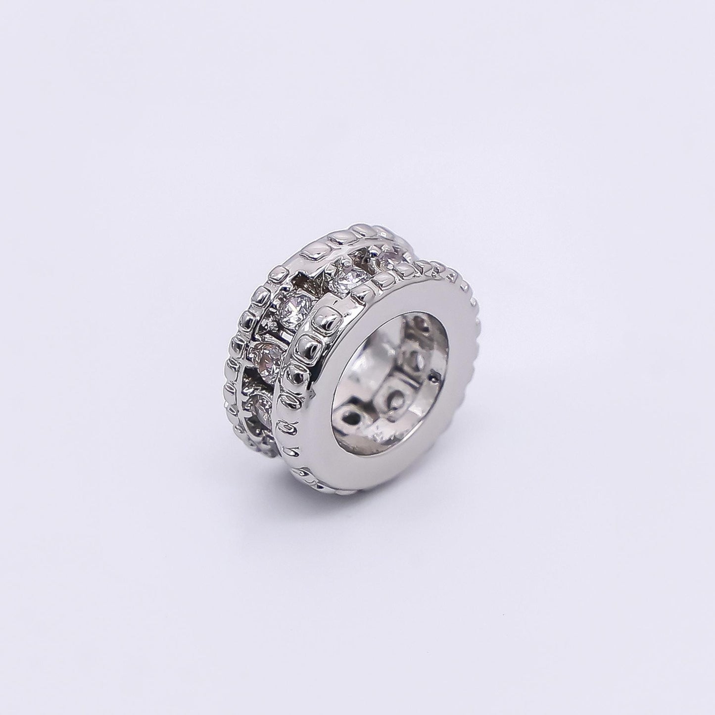 24K Gold Filled Micro Paved CZ Car Tires-Rondelle Hole Bead Spacer | B-069