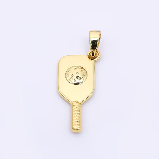 24K Gold Filled 22mm Power Paddle Pickle Ball Racket Sport Charm | AH-476