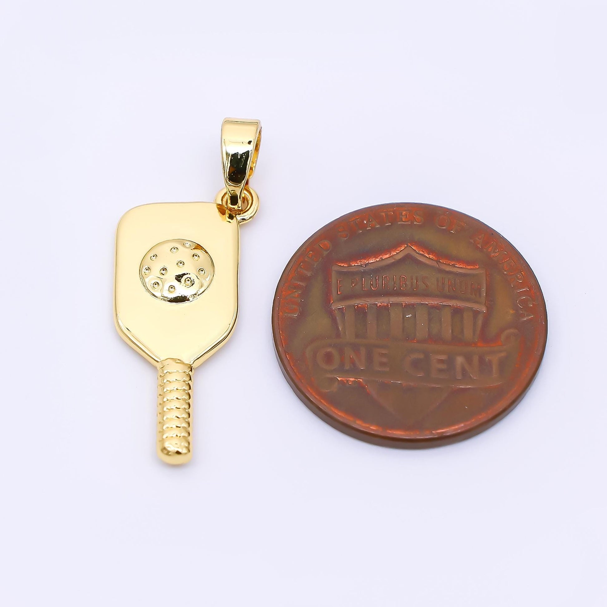 24K Gold Filled 22mm Power Paddle Pickle Ball Racket Sport Charm | AH-476