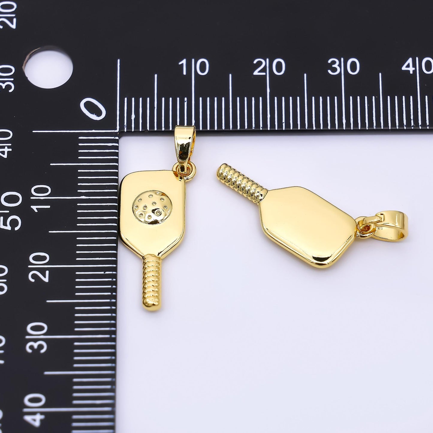 24K Gold Filled 22mm Power Paddle Pickle Ball Racket Sport Charm | AH-476