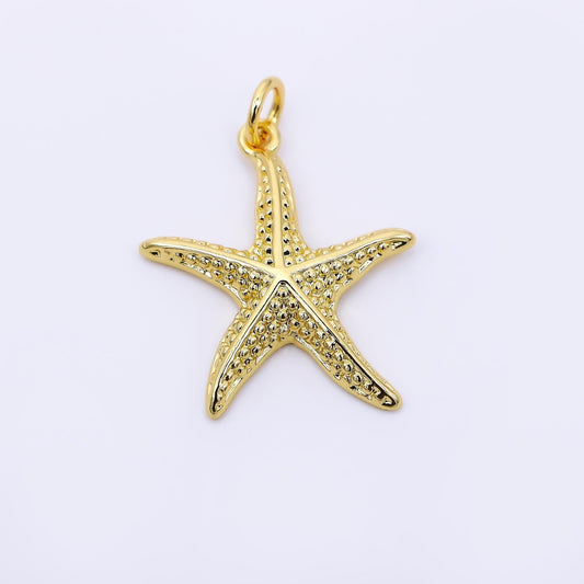 24K Gold Filled 22.5mm Dotted Sea Starfish Animal Charm | AF-540
