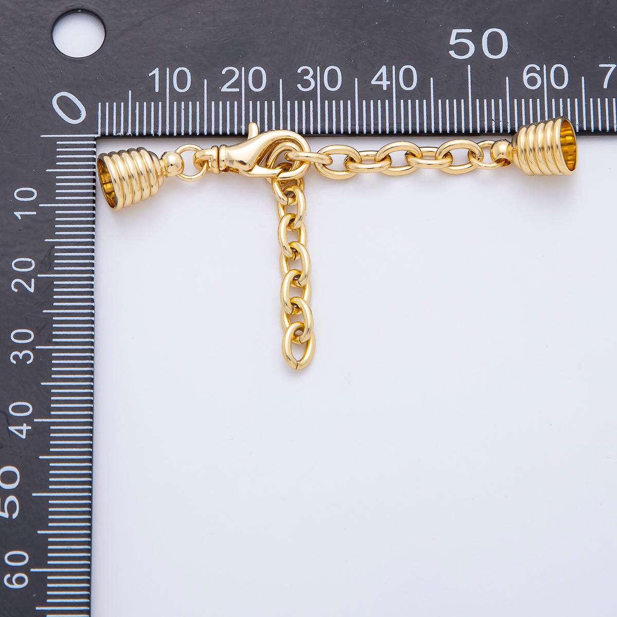 Gold Cord End Cap Clasps with Lobster and Extender for Paracord Bracelet Necklace Making Z-1365